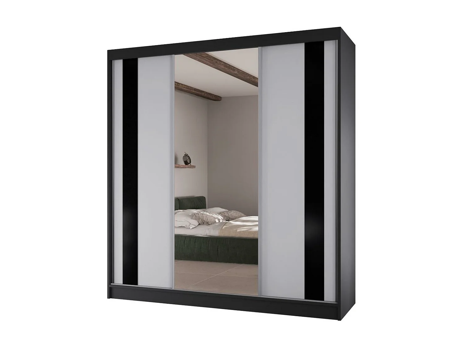 ARMOIRE A PORTES FERMÉES Como II 200/61/215 noir+blanc