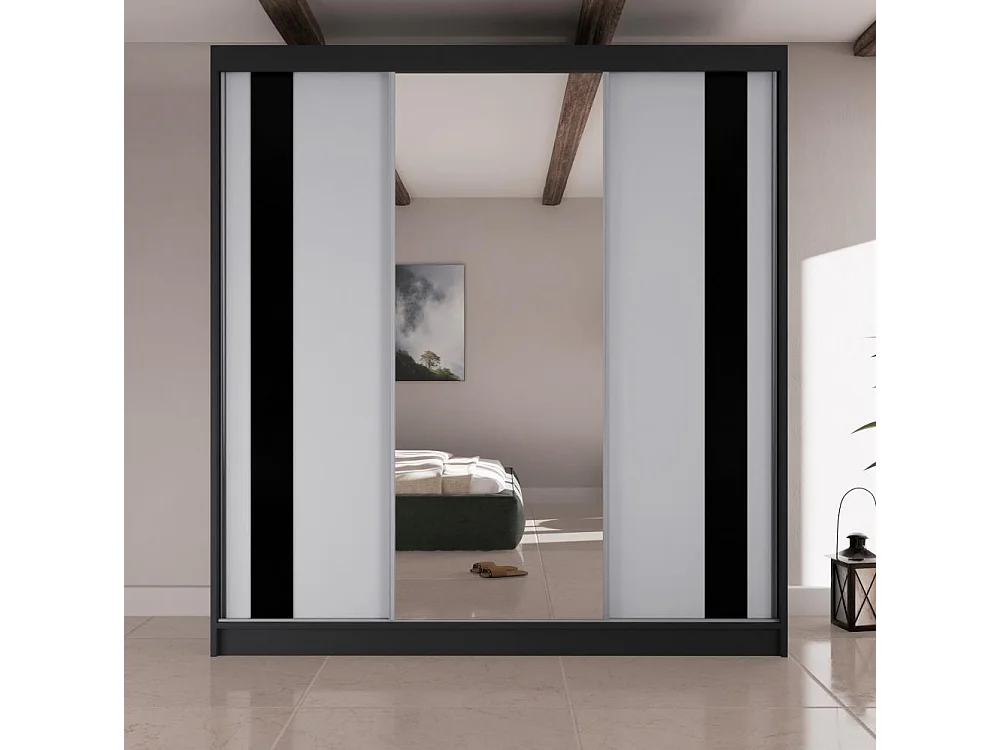 ARMOIRE A PORTES FERMÉES Como II 200/61/215 noir+blanc