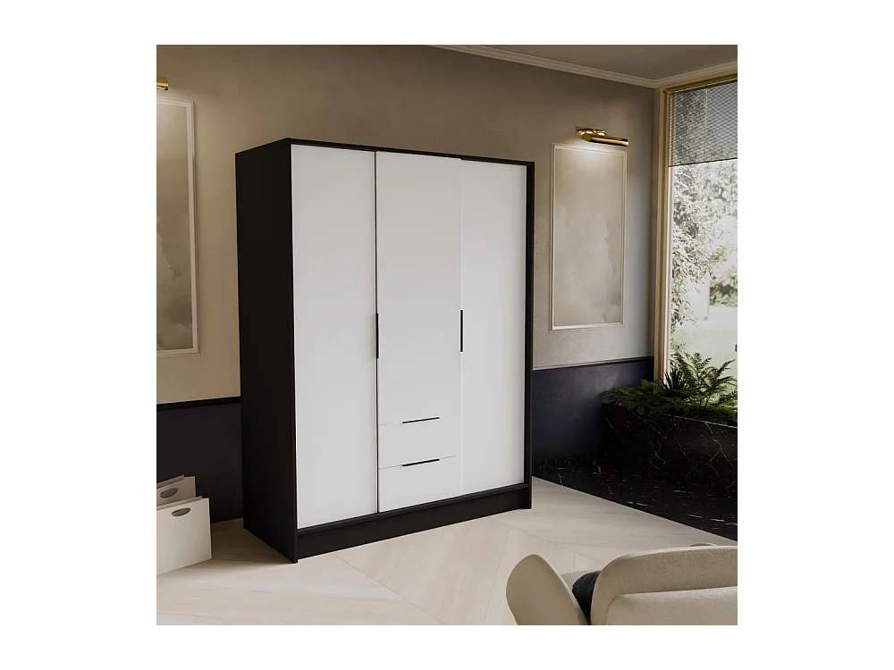 ARMOIRE A PORTES TOURNANTES Niko 150/51/200 cm noir+blanc