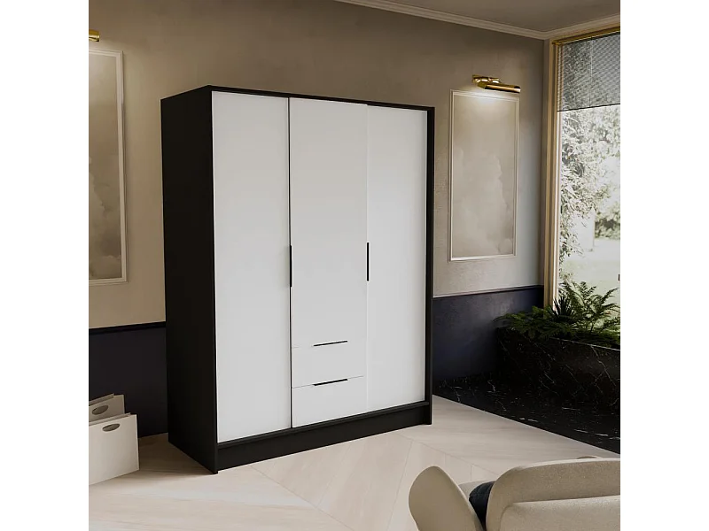 DREHTÜRENSCHRANK Niko 150/51/200 cm schwarz+weiß