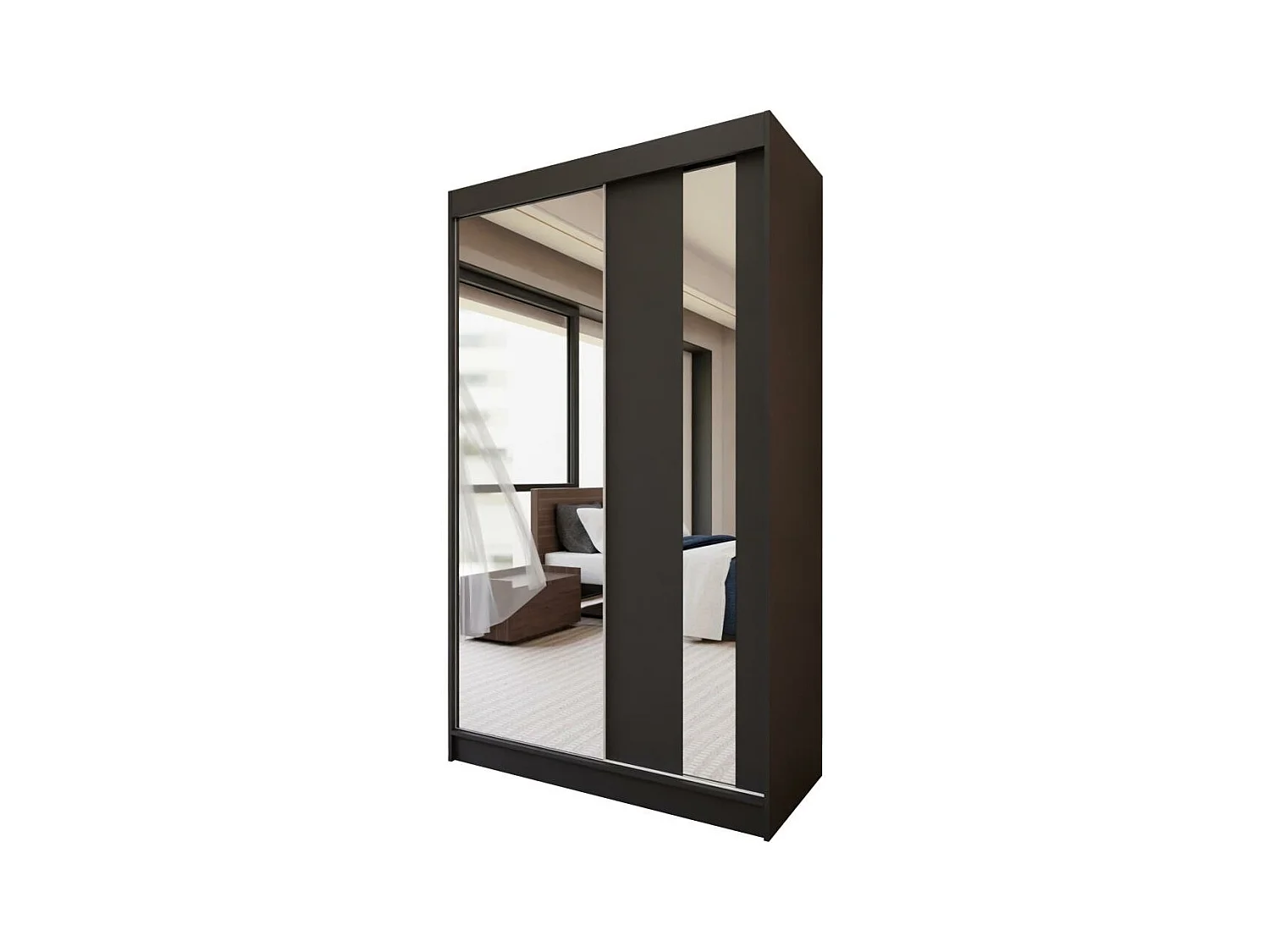 ARMOIRE A PORTES FERMÉES Gaja 120/216/61 noir avec miroir