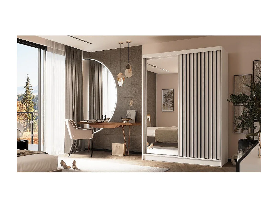 ARMOIRE A PORTES FERMÉES Helix 160/216/61 blanc+noir