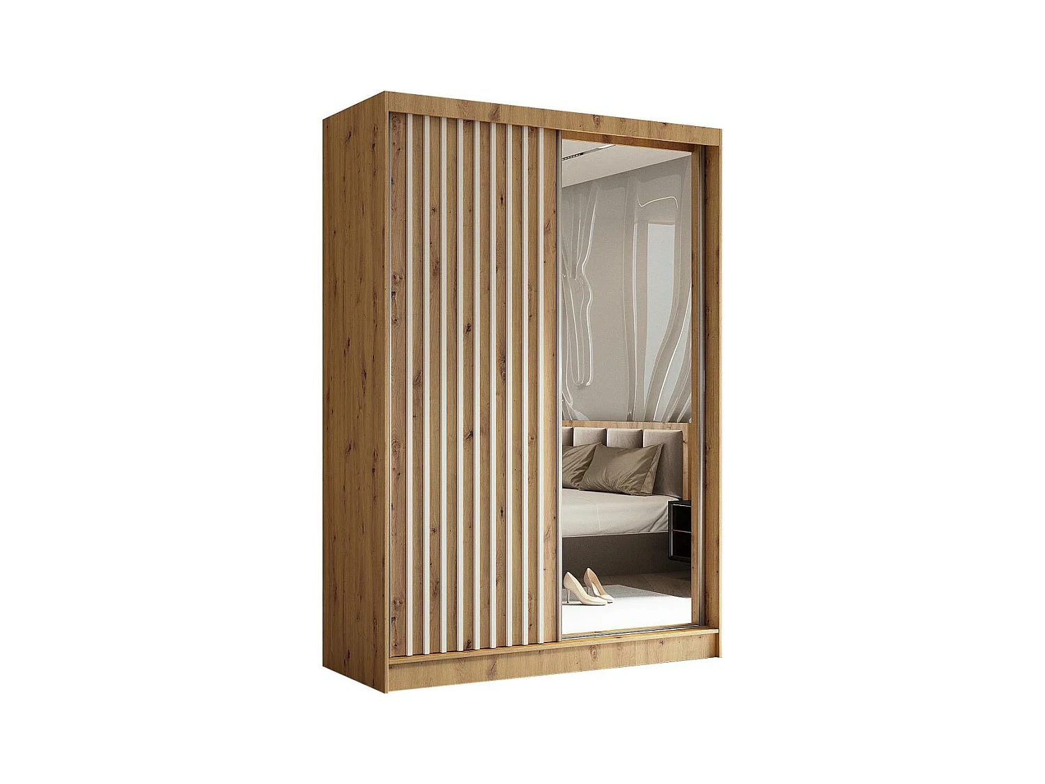 ARMOIRE A PORTES FERMÉES Helix 150/216/61 chêne artisan+blanc