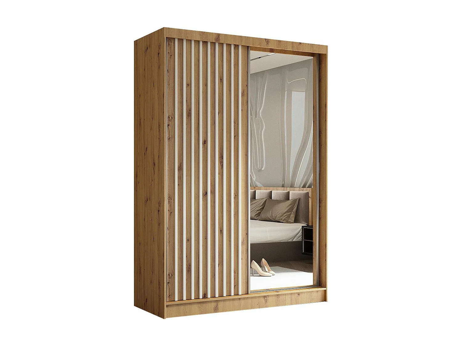 ARMOIRE A PORTES FERMÉES Helix 150/216/61 chêne artisan+blanc