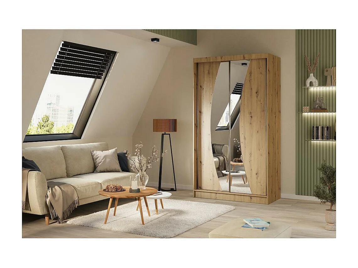 ARMOIRE A PORTES FERMÉES Vox 120/216/61 chêne Artisan avec miroir et tiroirs