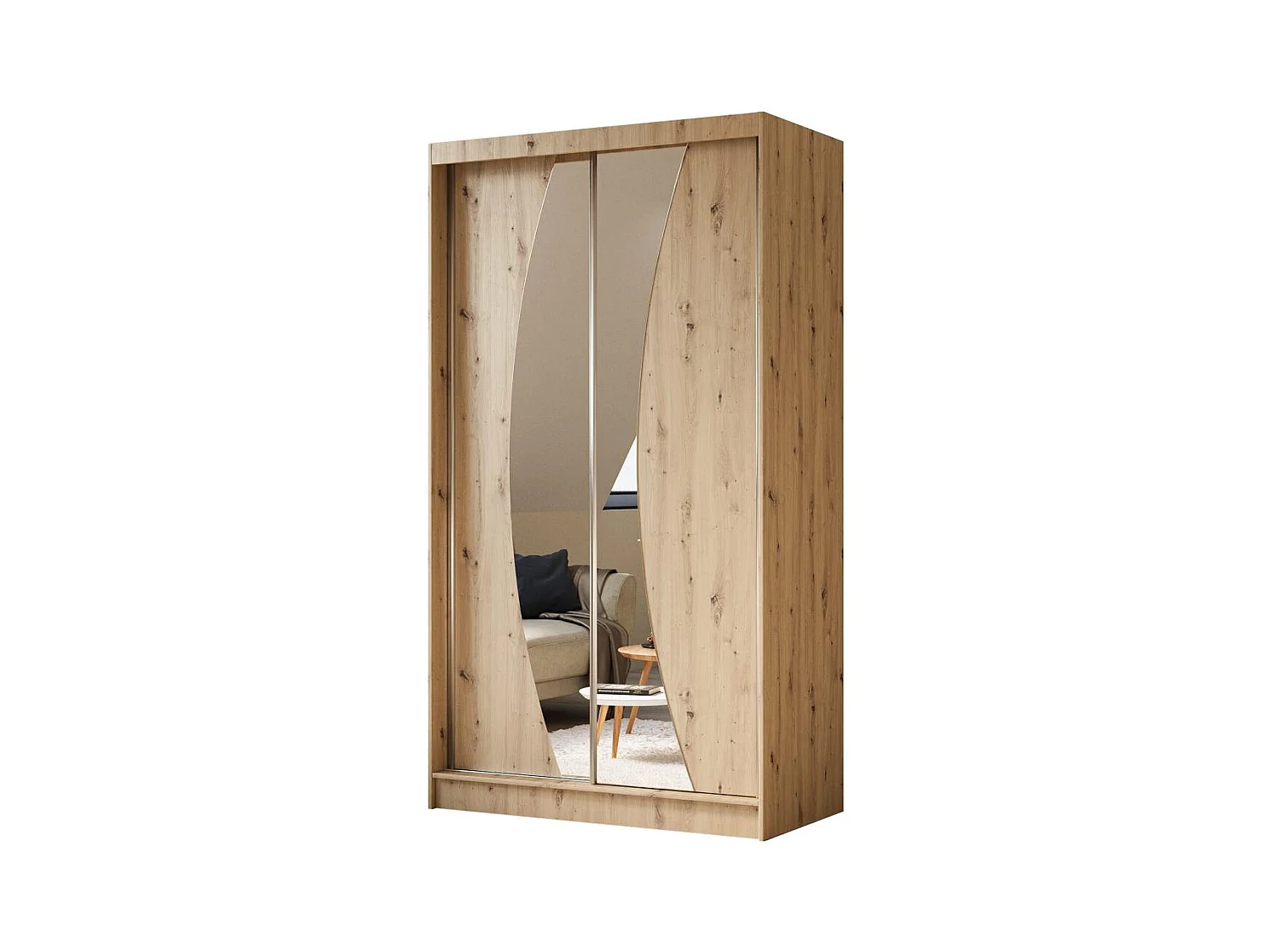 ARMOIRE A PORTES FERMÉES Vox 120/216/61 chêne Artisan avec miroir et tiroirs