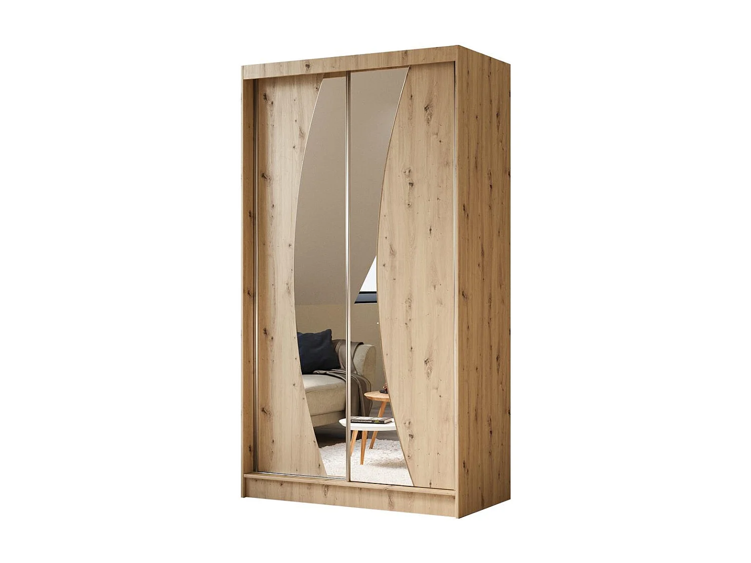 ARMOIRE A PORTES FERMÉES Vox 120/216/61 chêne Artisan avec miroir et tiroirs