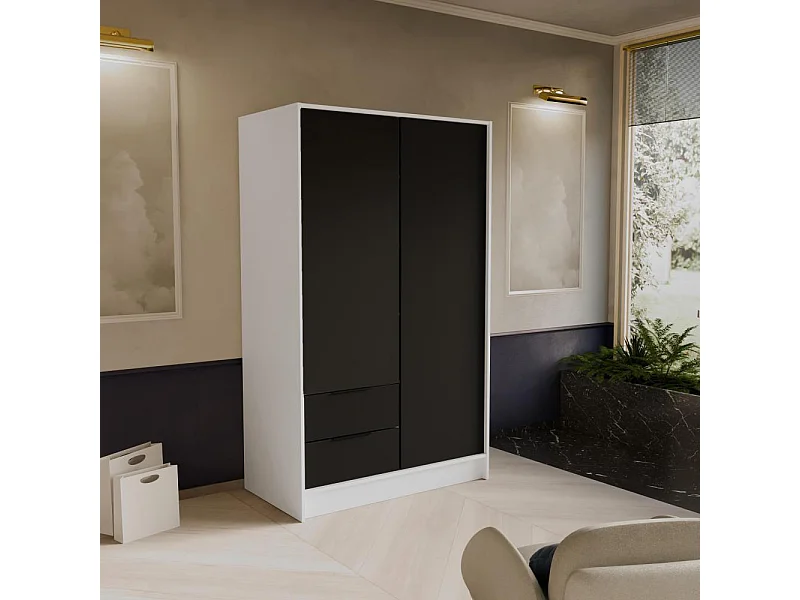 DREHTÜRENSCHRANK Niko 100/51/200 cm weiß+schwarz