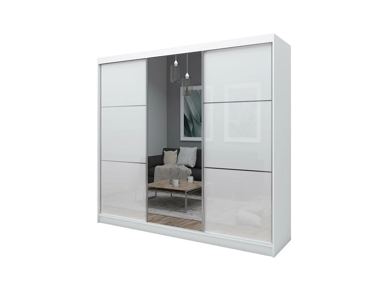 ARMOIRE À PORTES FERMÉES Viva 240/216/61 blanc avec miroir