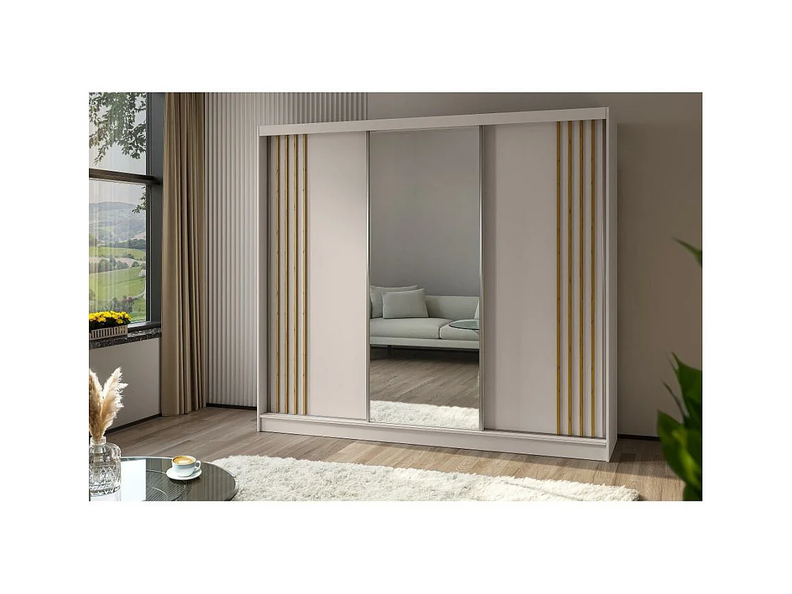 ARMOIRE À PORTES FERMÉES Nela 240/216/61 cachemire+chêne Artisan avec inserts à tiroirs