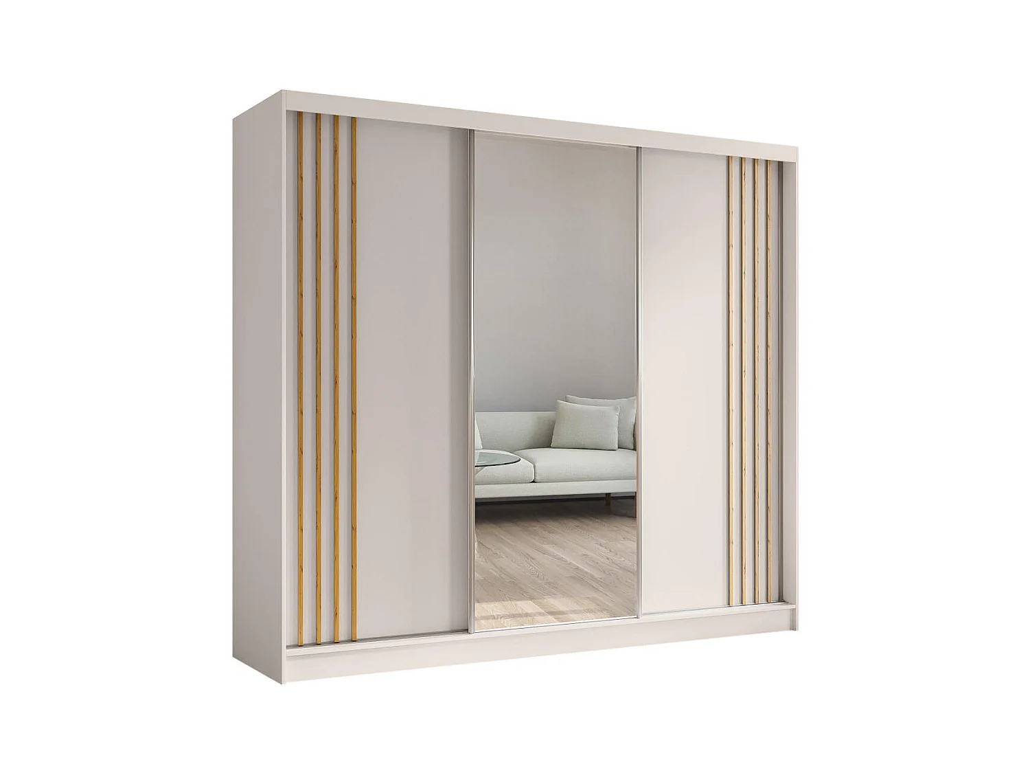 ARMOIRE À PORTES FERMÉES Nela 240/216/61 cachemire+chêne Artisan avec inserts à tiroirs