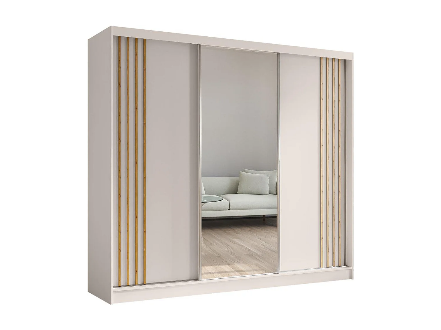 ARMOIRE À PORTES FERMÉES Nela 240/216/61 cachemire+chêne Artisan avec inserts à tiroirs