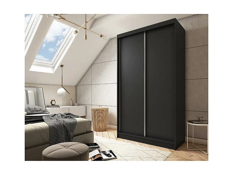 ARMOIRE À PORTES FERMÉES Mario 120/216/61 noir avec tiroirs