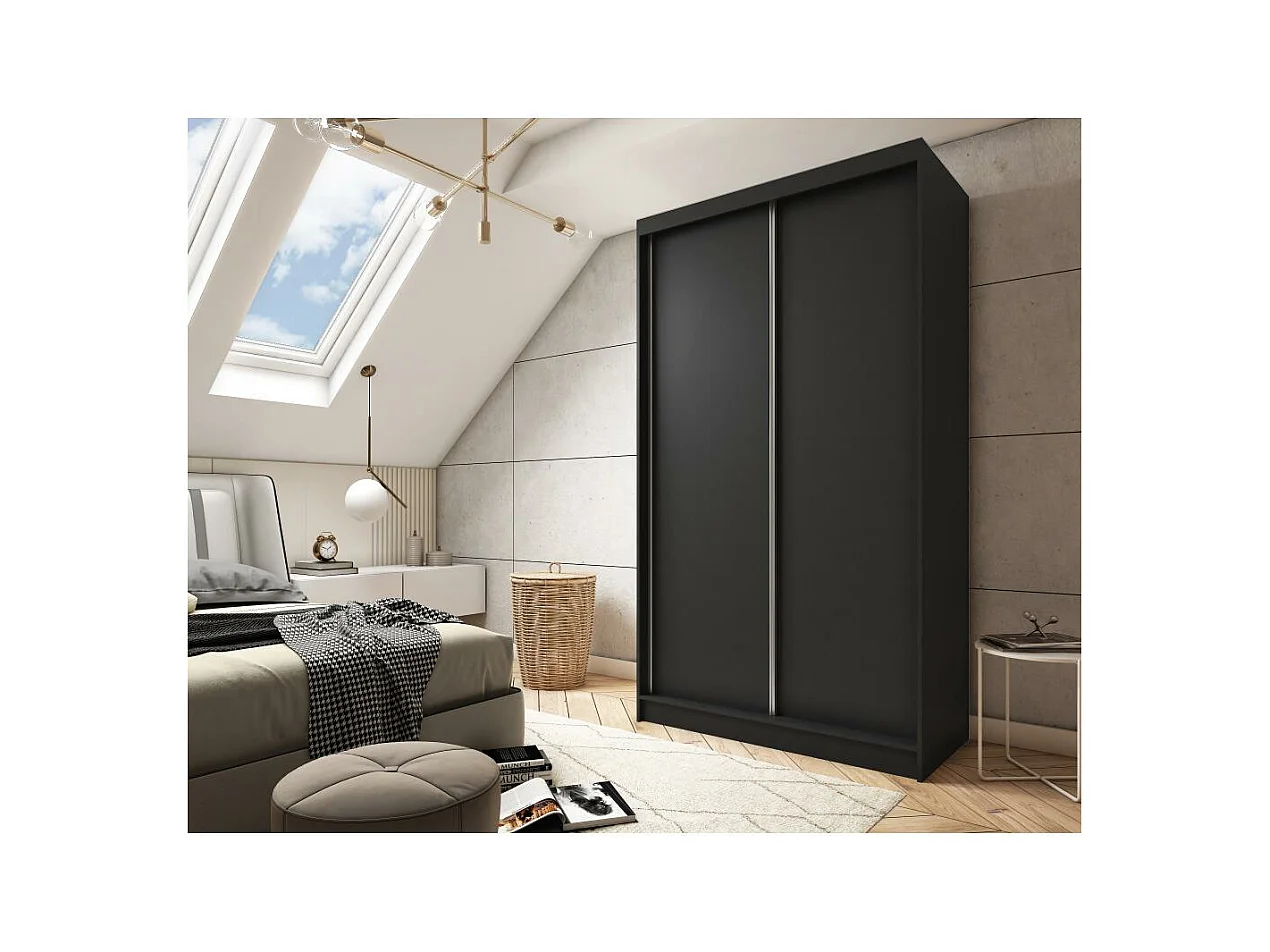 ARMOIRE À PORTES FERMÉES Mario 120/216/61 noir avec tiroirs