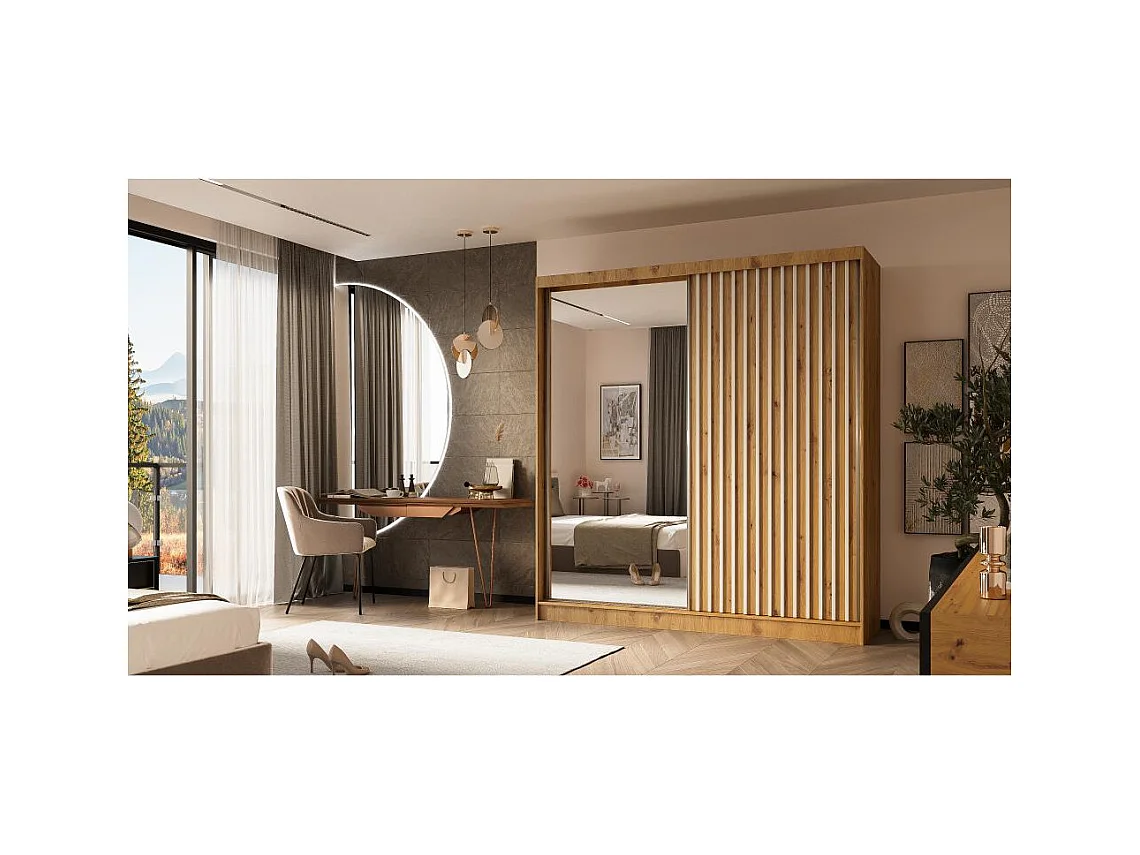 ARMOIRE A PORTES FERMÉES Helix 200/216/61 chêne artisan+blanc