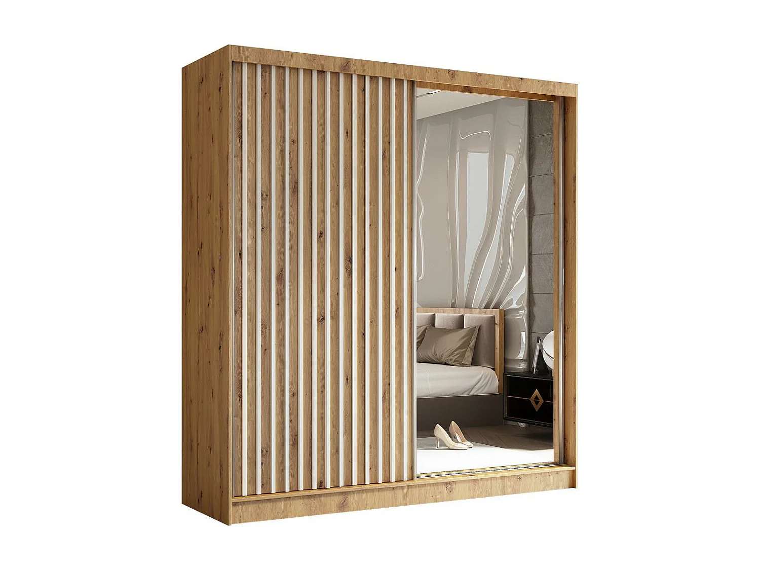 ARMOIRE A PORTES FERMÉES Helix 200/216/61 chêne artisan+blanc