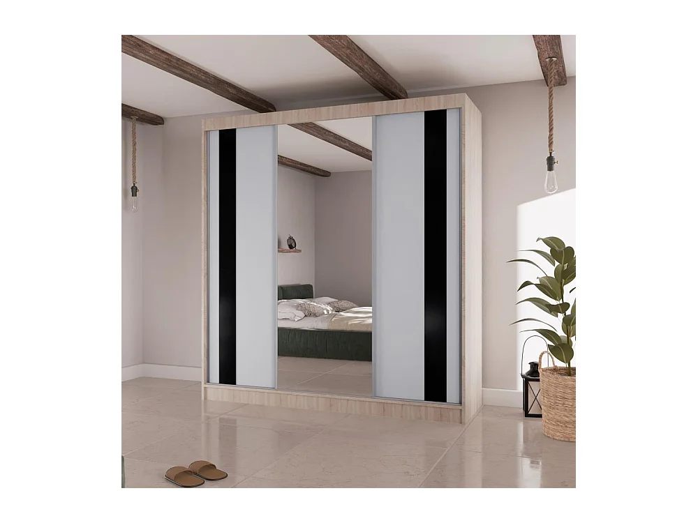 zweefdeurkast Como II 200/61/215 eiken sonoma+wit