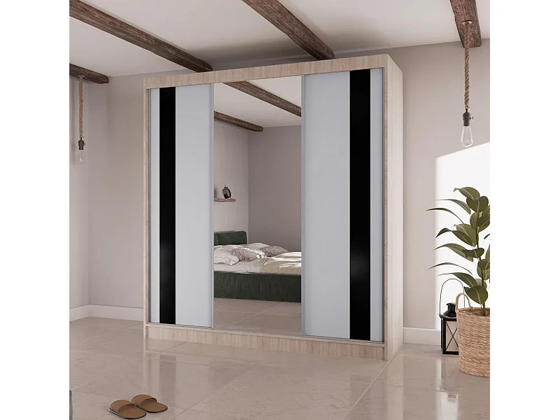 ARMOIRE À PORTES FERMÉES Como II 200/61/215 chêne sonoma+blanc