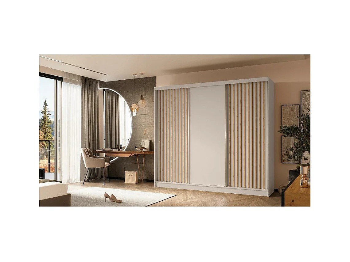 SCHWEBETÜRENSCHRANK Helios II 240/216/61 kaschmir mit Schubladen