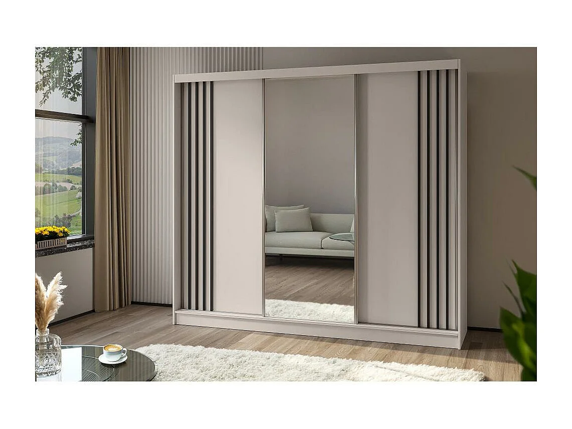 ARMOIRE À PORTES FERMÉES Nela 240/216/61 cachemire+noir avec blocs-tiroirs