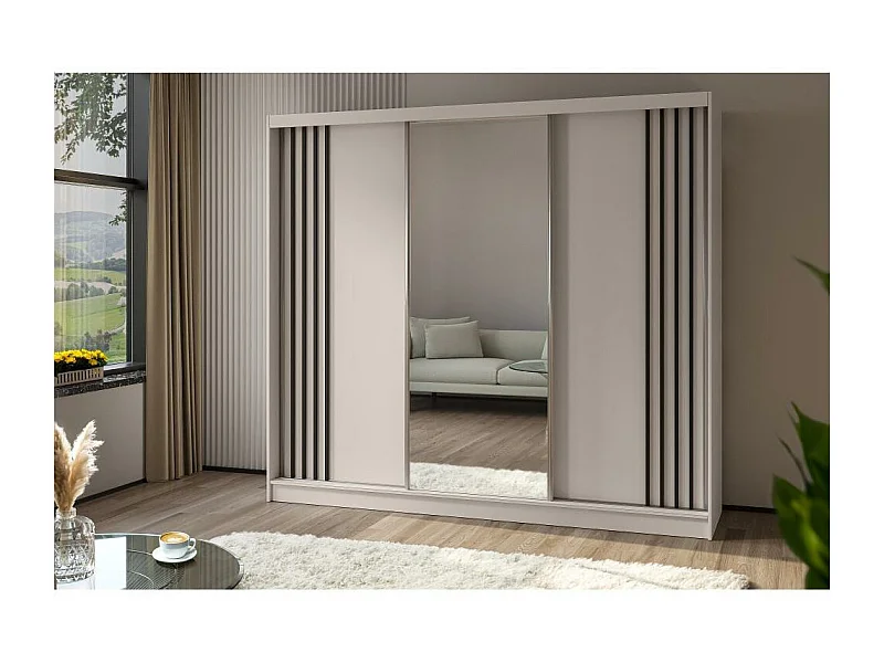 ARMOIRE À PORTES FERMÉES Nela 240/216/61 cachemire+noir avec blocs-tiroirs