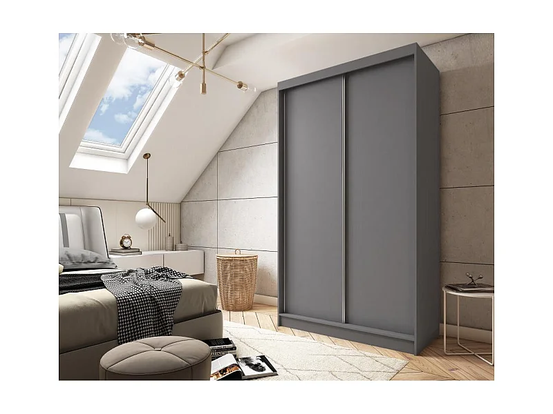 ARMOIRE À PORTES FERMÉES Mario 120/216/61 graphite avec tiroirs