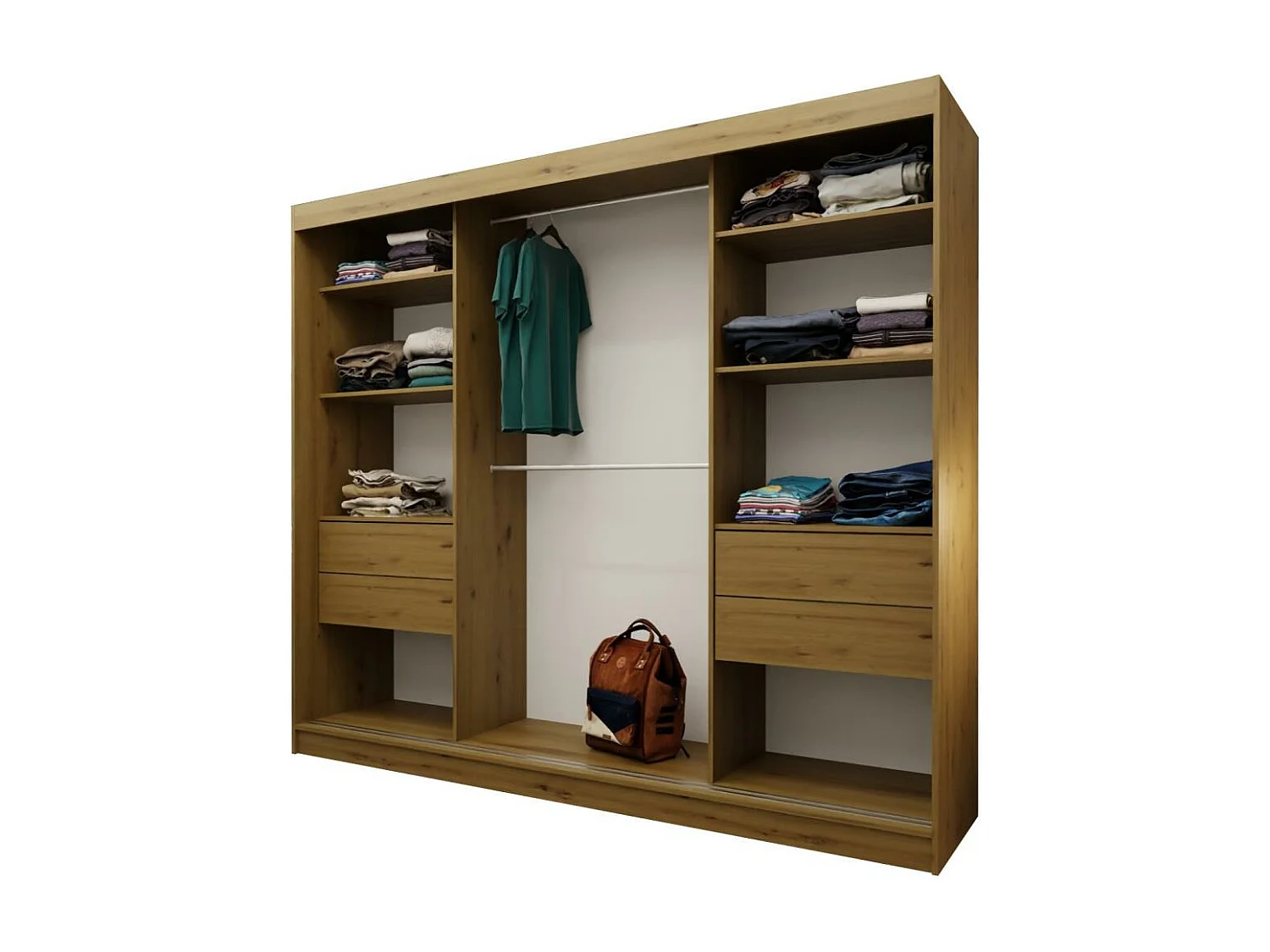 ARMOIRE A PORTES FERMÉES Helix 240/216/61 chêne artisan+noir