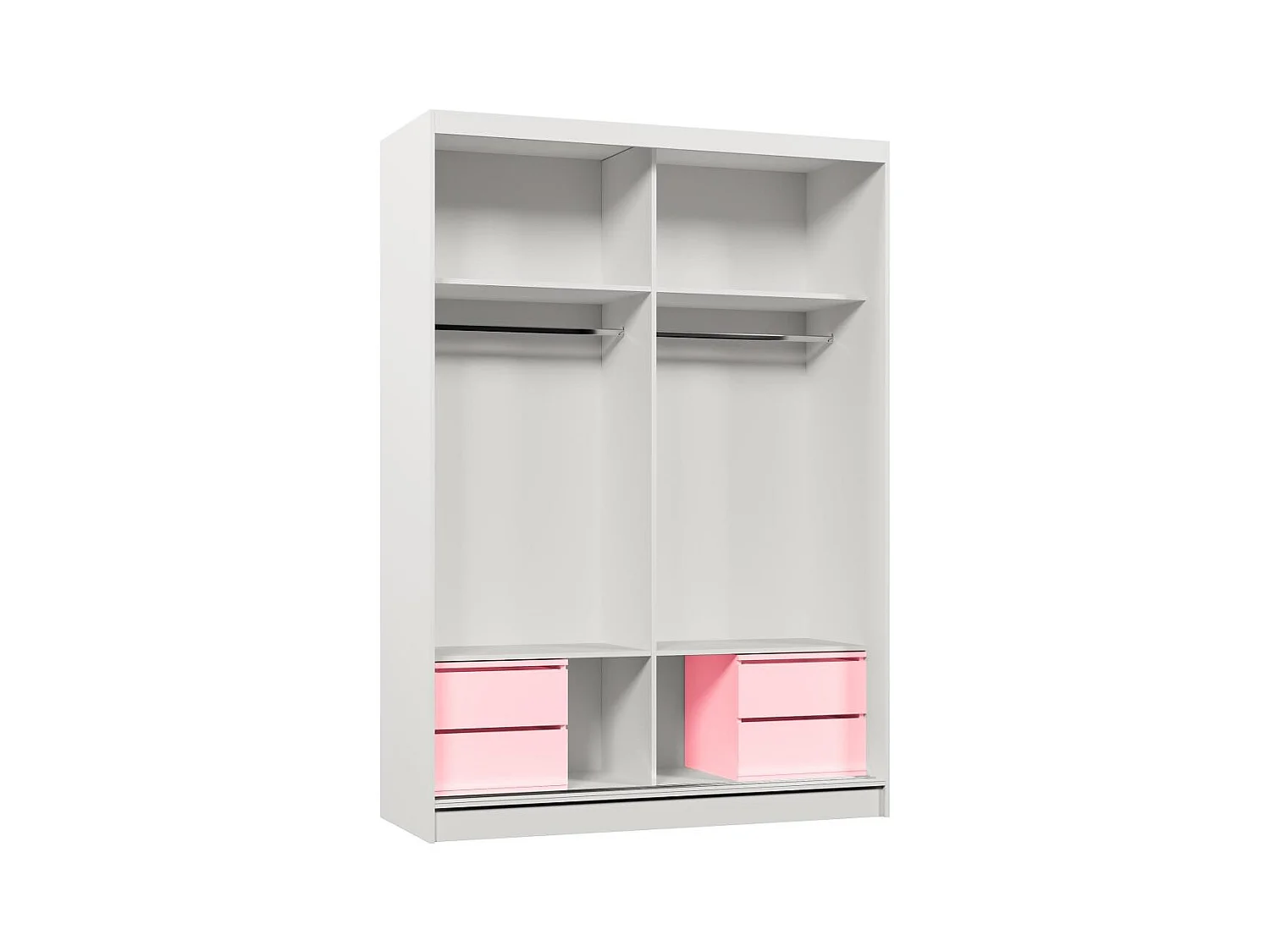ARMOIRE À PORTES FERMÉES Viva 150/216/61 blanc avec verre Lacobel et blocs-tiroirs