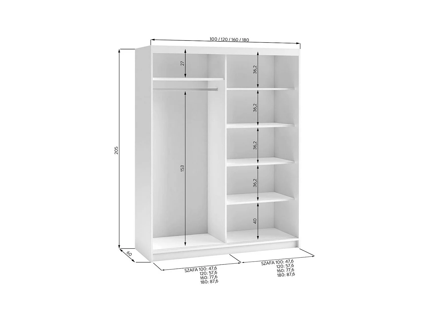 ARMOIRE À PORTES FERMÉES Hela 100/205/60 2 portes chêne Artisan/noir avec tiroirs