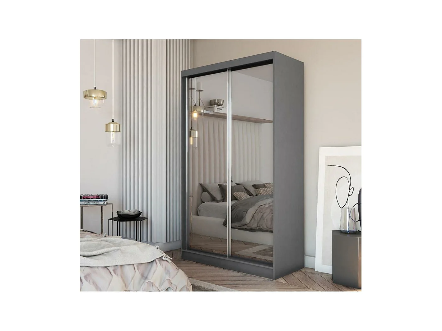 ARMOIRE À PORTES FERMÉES Debra 150/216/61 graphite avec miroir