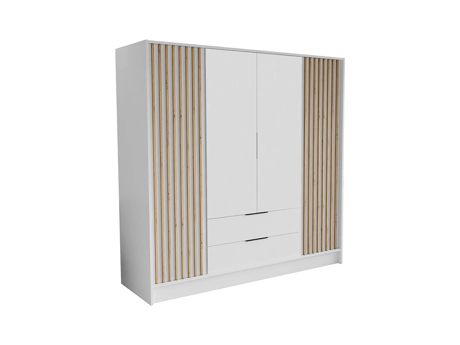 ARMOIRE À PORTES TOURNANTES Nero 200/51/200 cm avec lamelles blanc