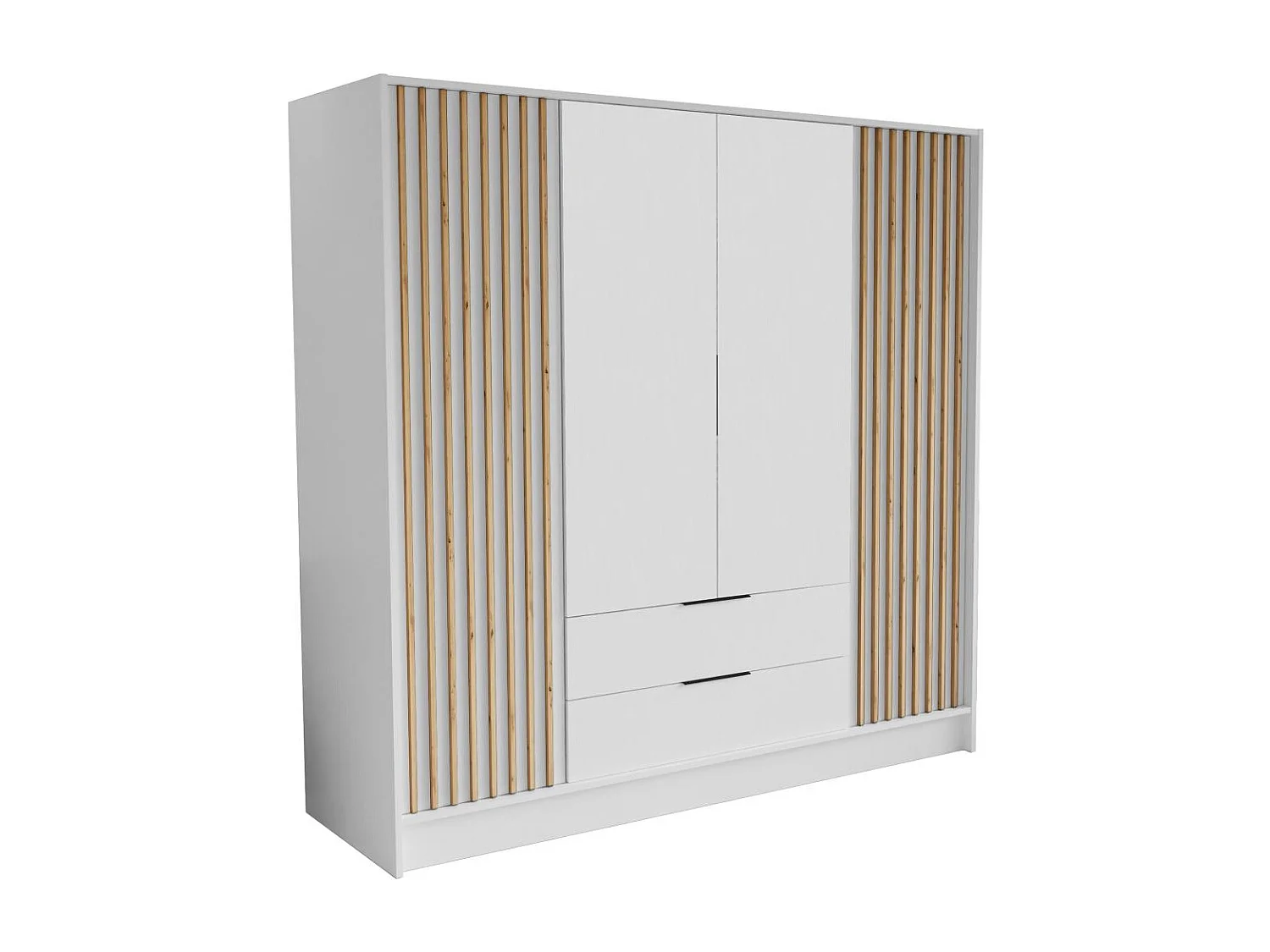 ARMOIRE À PORTES TOURNANTES Nero 200/51/200 cm avec lamelles blanc