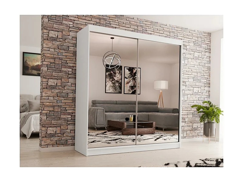 ARMOIRE À PORTES FERMÉES Debra 200/216/61 blanc avec miroir