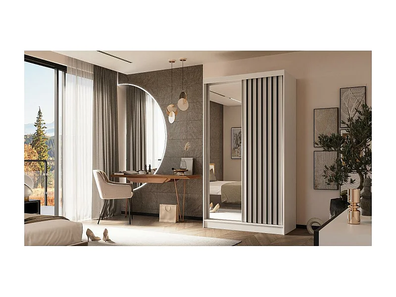 ARMOIRE A PORTES FERMÉES Helix 120/216/61 blanc+noir avec blocs-tiroirs