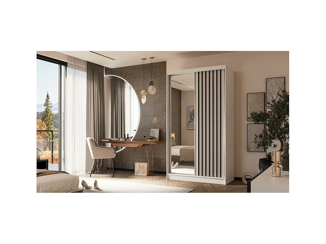 ARMOIRE A PORTES FERMÉES Helix 120/216/61 blanc+noir avec blocs-tiroirs