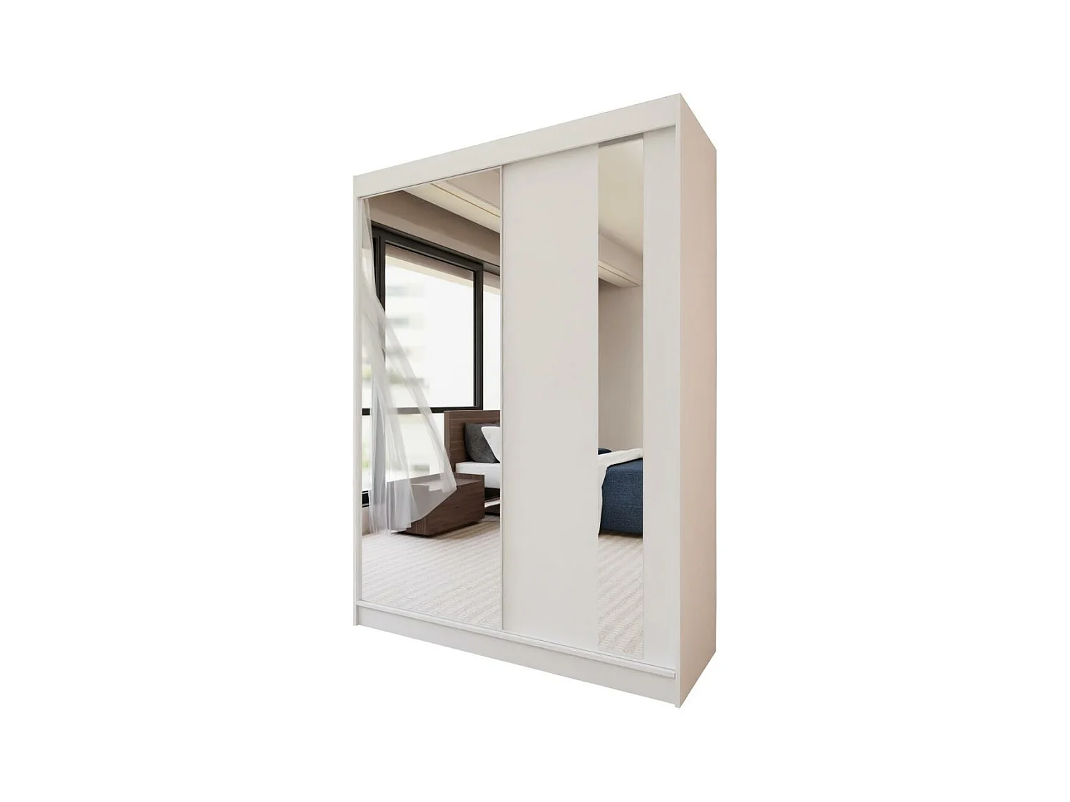 ARMOIRE A PORTES FERMÉES Gaja 150/216/61 blanc avec miroir et blocs-tiroirs