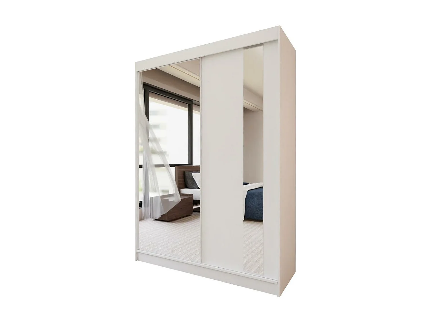 ARMOIRE A PORTES FERMÉES Gaja 150/216/61 blanc avec miroir et blocs-tiroirs