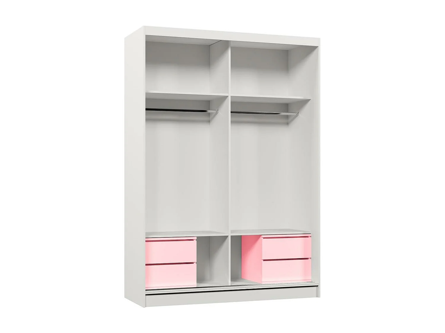 ARMOIRE A PORTES FERMÉES Gaja 150/216/61 blanc avec miroir et blocs-tiroirs