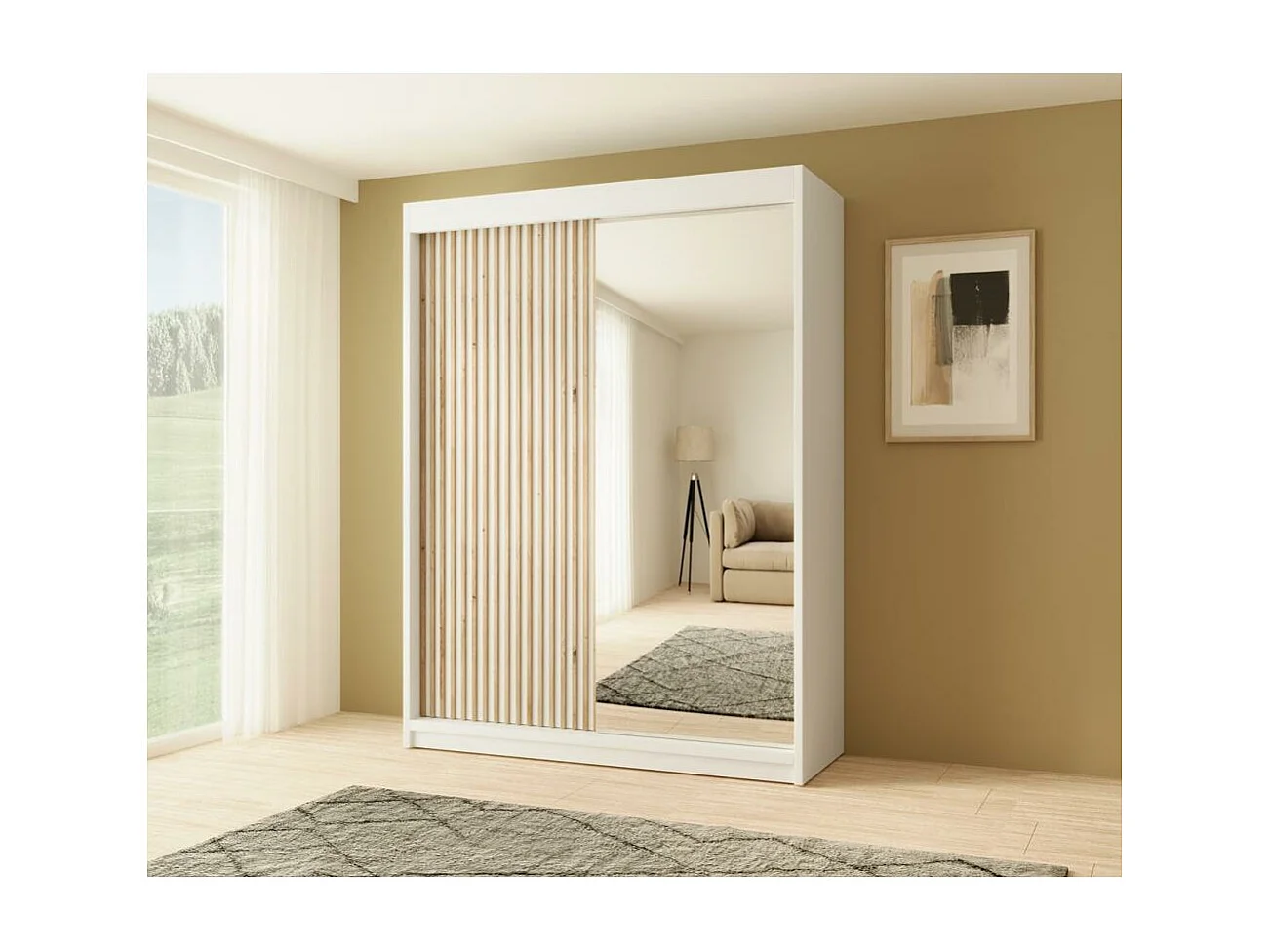 Hangkast Void 160/215/58 2-deurs wit met spiegel