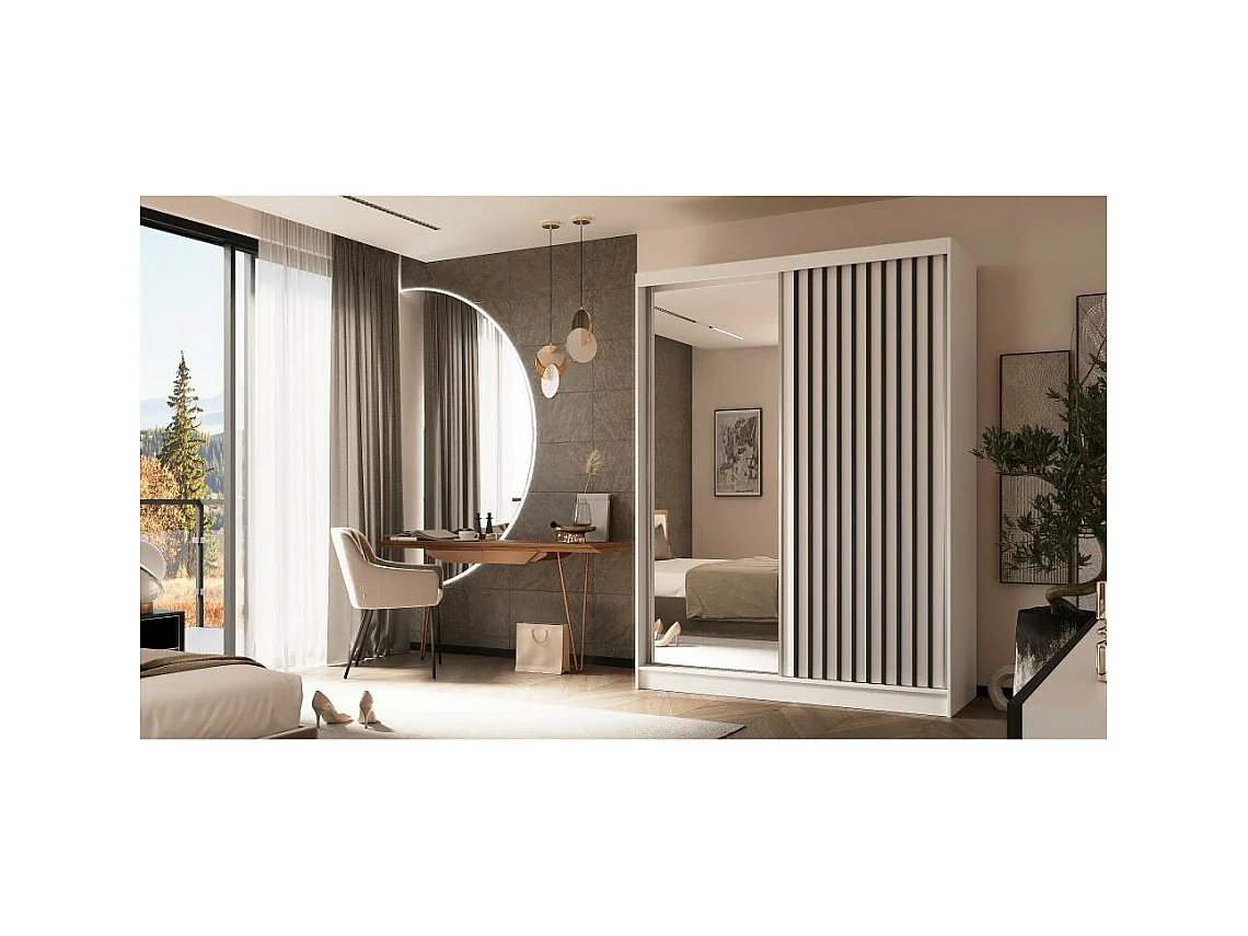 ARMOIRE A PORTES FERMÉES Helix 160/216/61 blanc+noir avec blocs-tiroirs