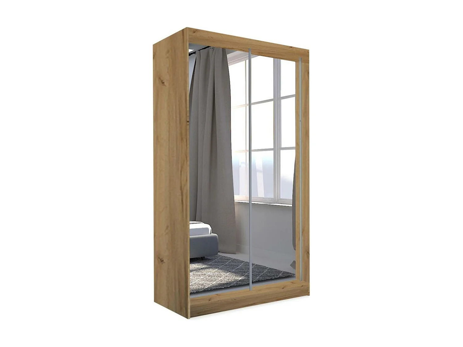 ARMOIRE A PORTES FERMÉES Debra 150/216/61 chêne Artisan avec miroir