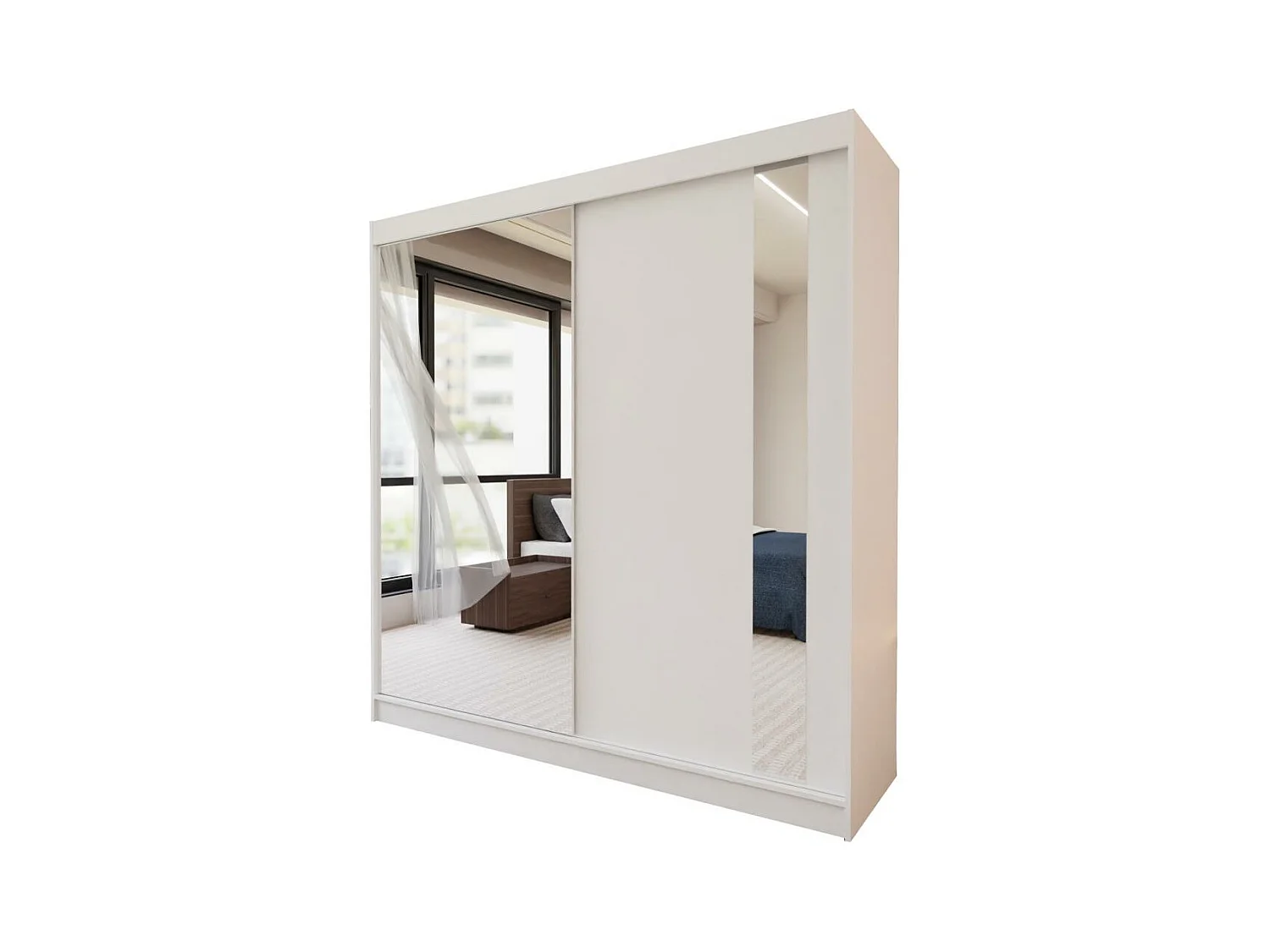 ARMOIRE À PORTES FERMÉES Gaja 200/216/61 blanc avec miroir et blocs-tiroirs