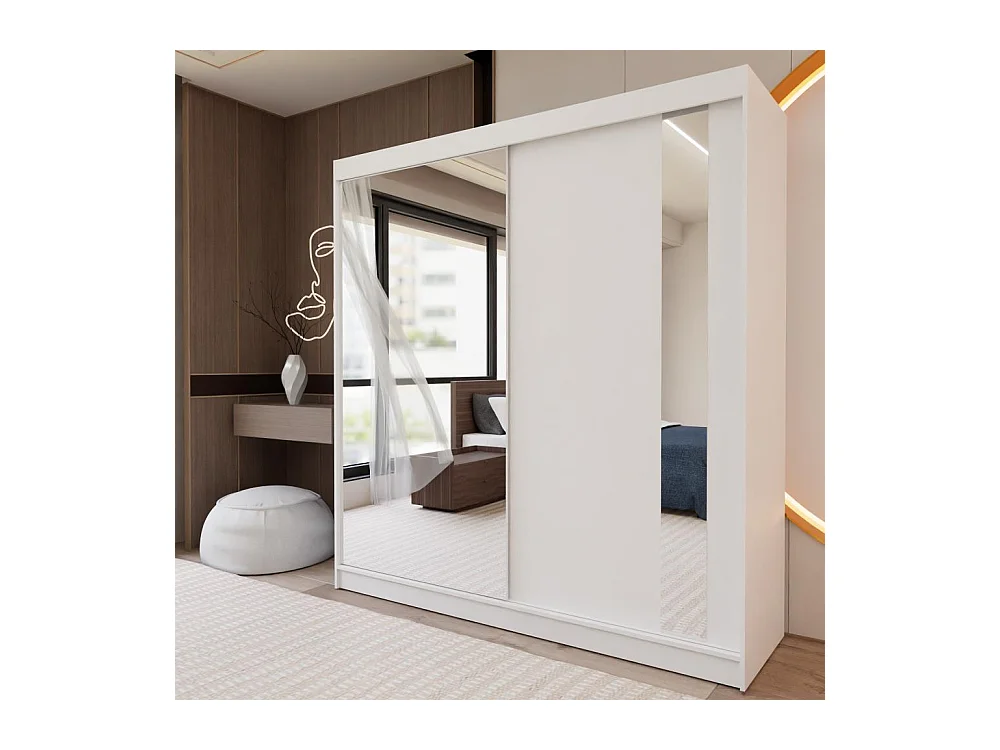 ARMOIRE À PORTES FERMÉES Gaja 200/216/61 blanc avec miroir et blocs-tiroirs