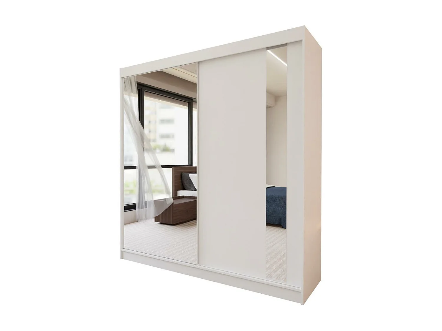ARMOIRE À PORTES FERMÉES Gaja 200/216/61 blanc avec miroir et blocs-tiroirs