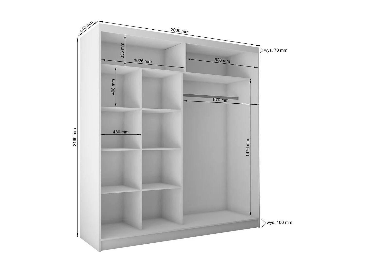 ARMOIRE A PORTES FERMÉES Helix 200/216/61 chêne artisan+noir
