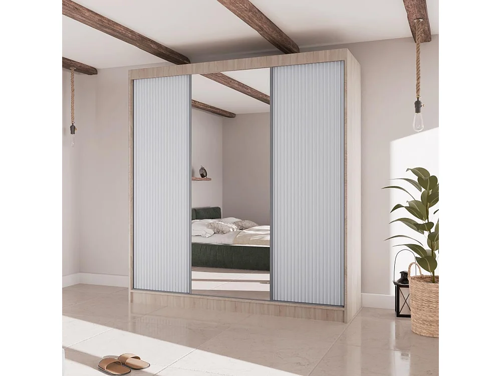 ARMOIRE A PORTES FERMÉES Ramos II 200/61/215 chêne sonoma+blanc