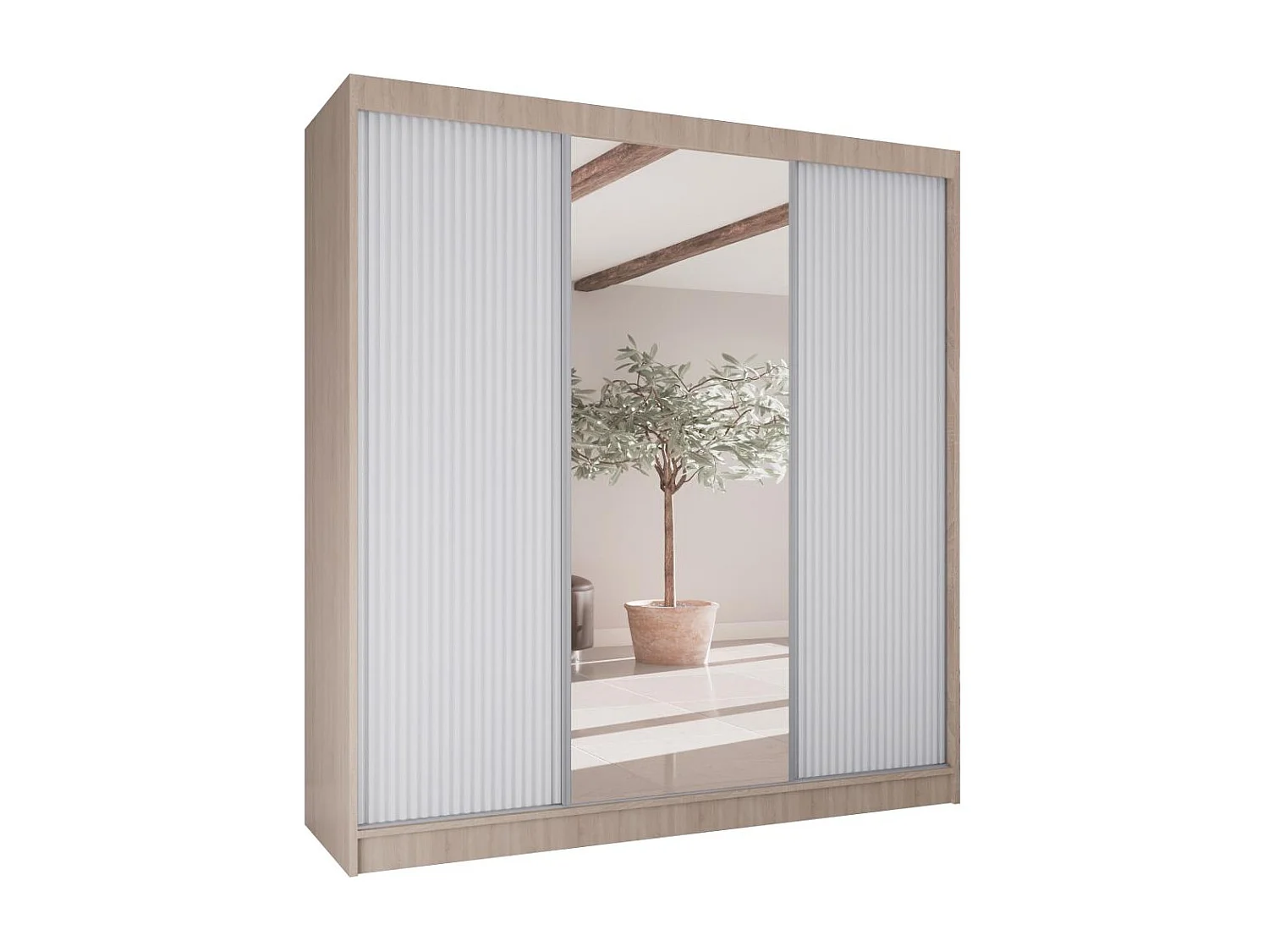ARMOIRE A PORTES FERMÉES Ramos II 200/61/215 chêne sonoma+blanc