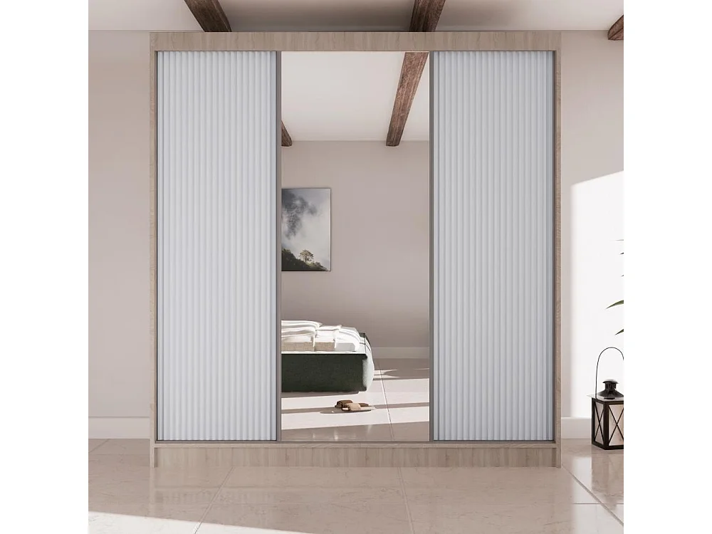 ARMOIRE A PORTES FERMÉES Ramos II 200/61/215 chêne sonoma+blanc