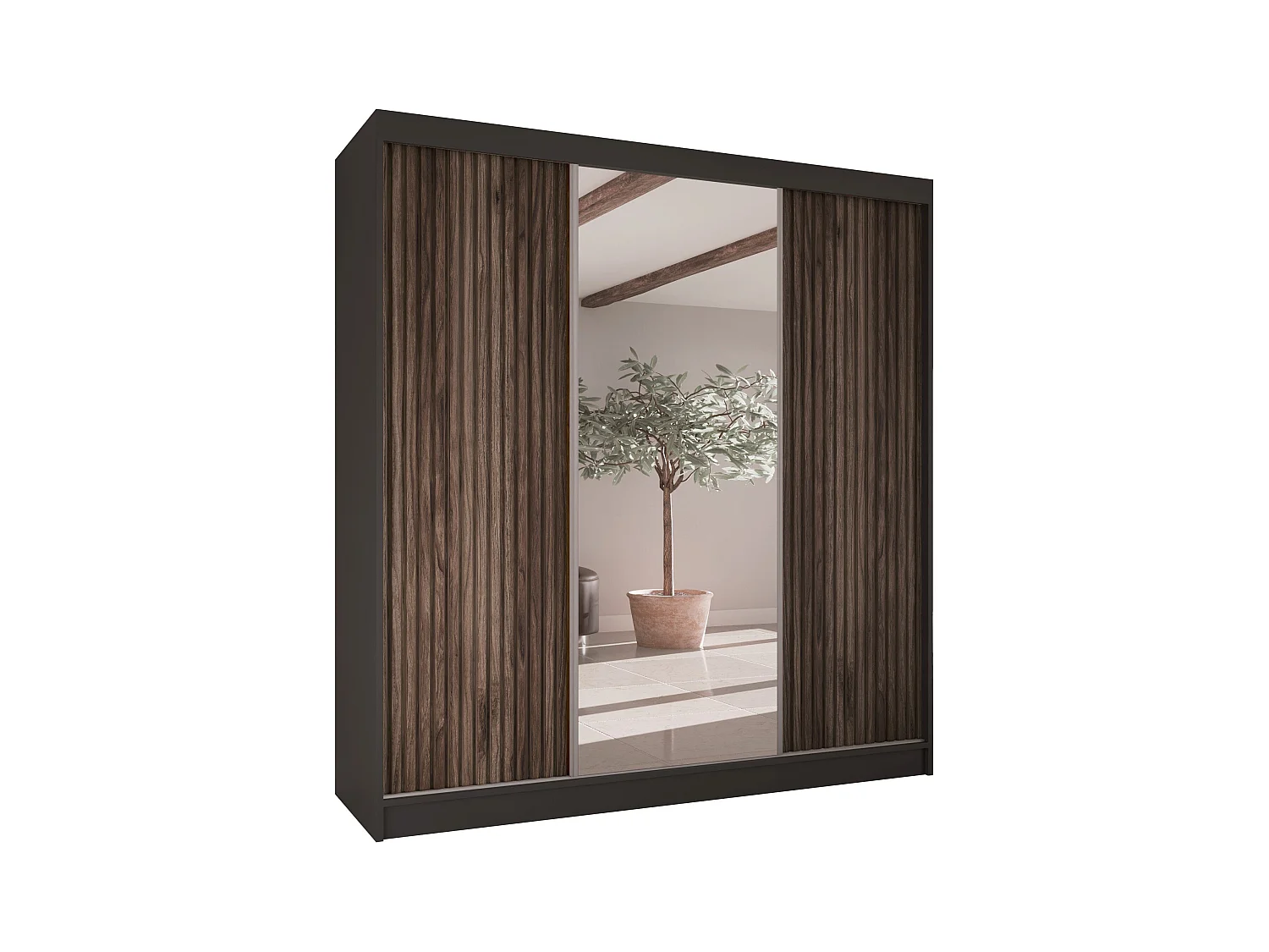ARMOIRE A PORTES FERMEES Ramos II 200/61/215 noir+bois