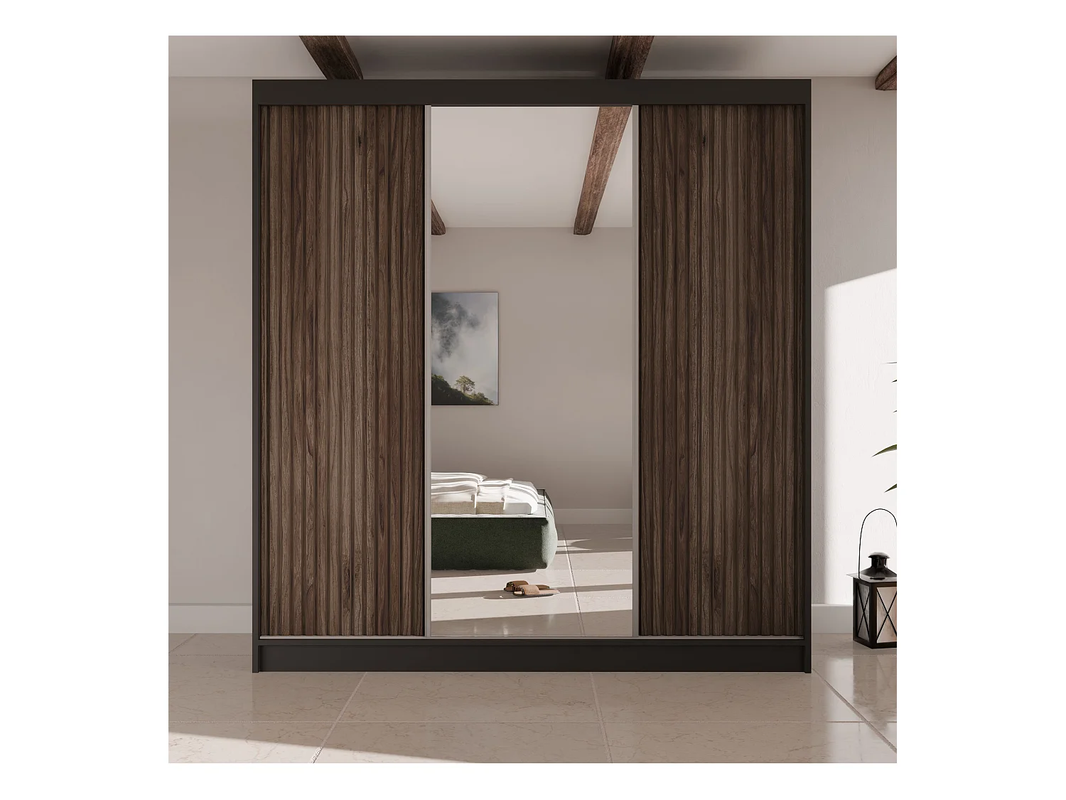 ARMOIRE A PORTES FERMEES Ramos II 200/61/215 noir+bois